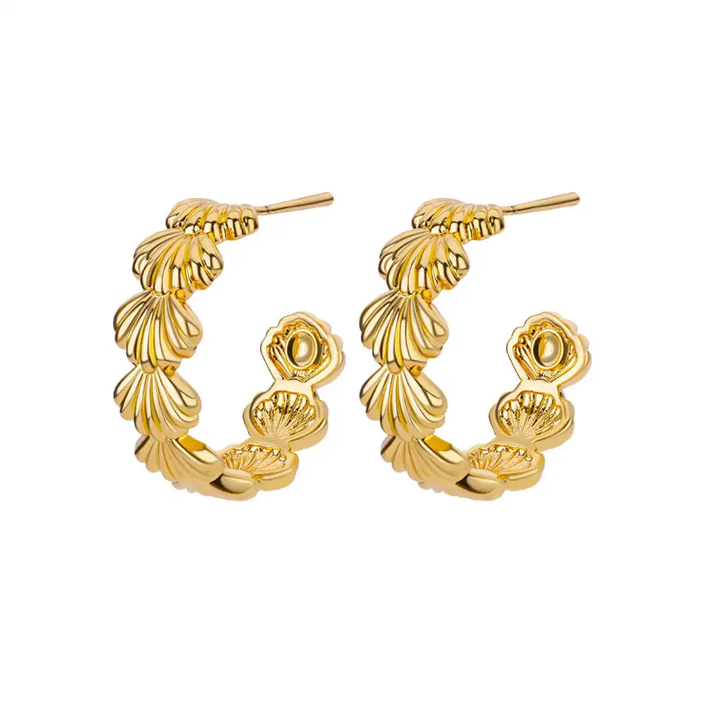 Stainless Steel Shell Earrings For Women Gold Color C-shaped Starfish Butterfly Earring
