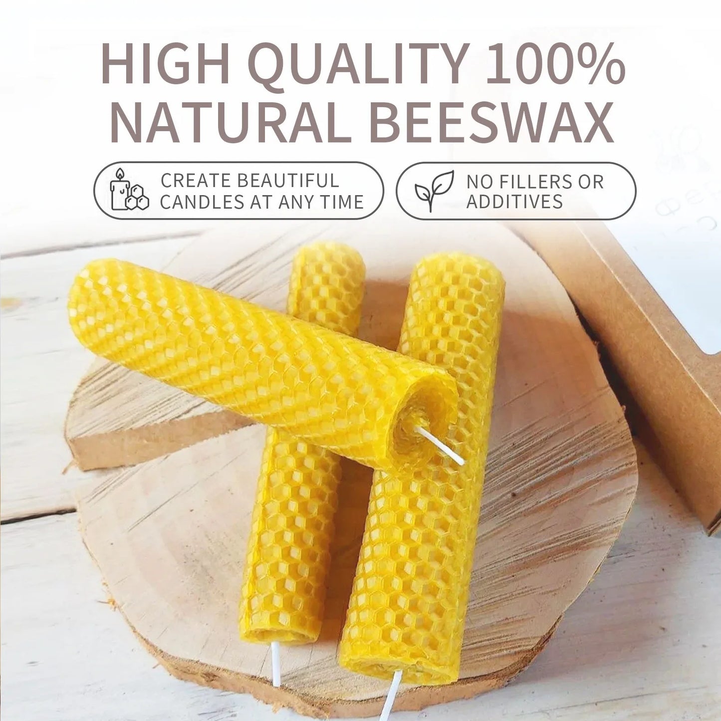 10pcs Bees Wax Candle Taper Candles Handmade Honeycomb Cotton Wick Luxury Premium Beeswax Decorative Candles Taper Crafts