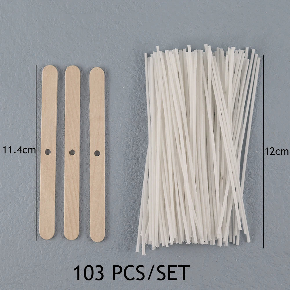 Smokeless Candle Wicks 2.6-20cm Pre-Waxed Cotton Core Wicks with Metal Sustainer Tabs DIY Handmade Candle Making Tools