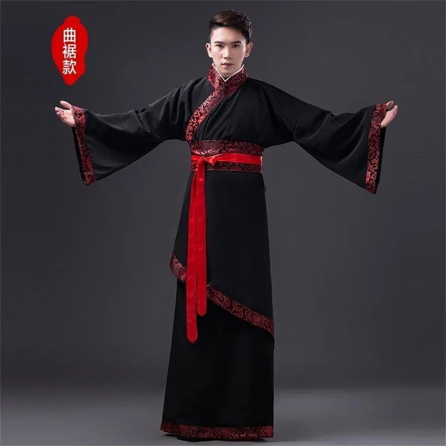 Chinese Silk Robe Ancient Knight Costumes Men Aldult Kimono China Traditional Vintage Ethnic Stage Cosplay Dance Costume Hanfu