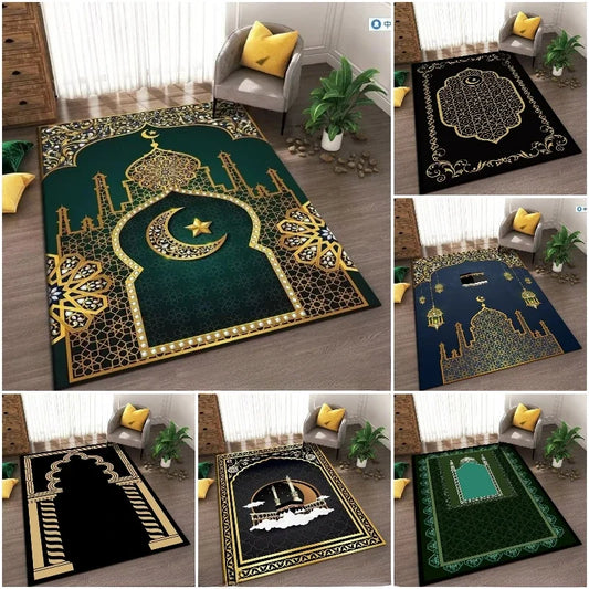 Islam Muslim Prayer Mat Living Room Decor Anti-slip Carpets Bedroom Bedside Soft Rug Entrance Doormat Machine Washable Carpet