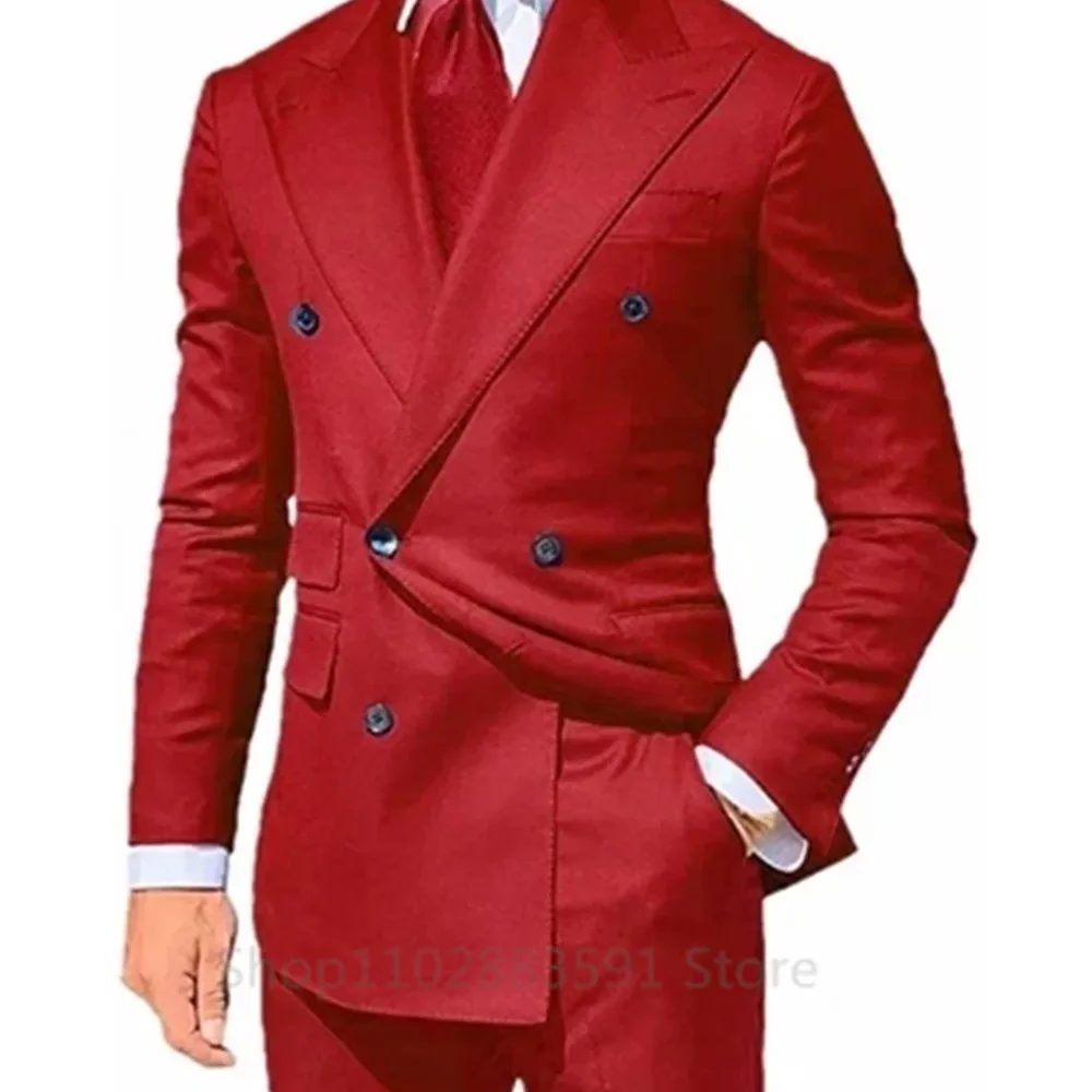 New Formal Men's Suits Notched Lapel 2 Pieces Blazer and Pants Set Elegant Tuxedo Set for Wedding Business Summer Beach