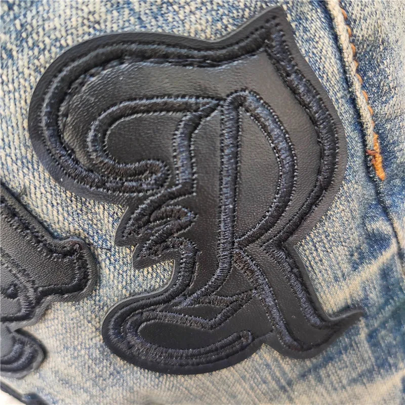 Cherub High Quality Men denim Jeans Patch star Fashion Versatile Ripped Jeans