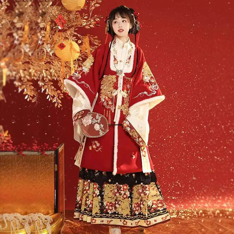 Chunluo Wanxiang Ming Long Shirt Hanfu Women's 2024 New Autumn And Winter Thick New Year's Clothing Horse Face Skirt Ancient