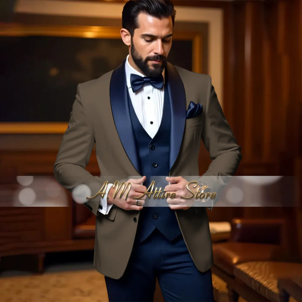 Cherub Men’s White or Multicolor Tuxedo 3pcs Suit for Groom Jacket Vest Pants Formal Wear for Wedding Prom Luxury Dinner Set Custom Gift for Boys