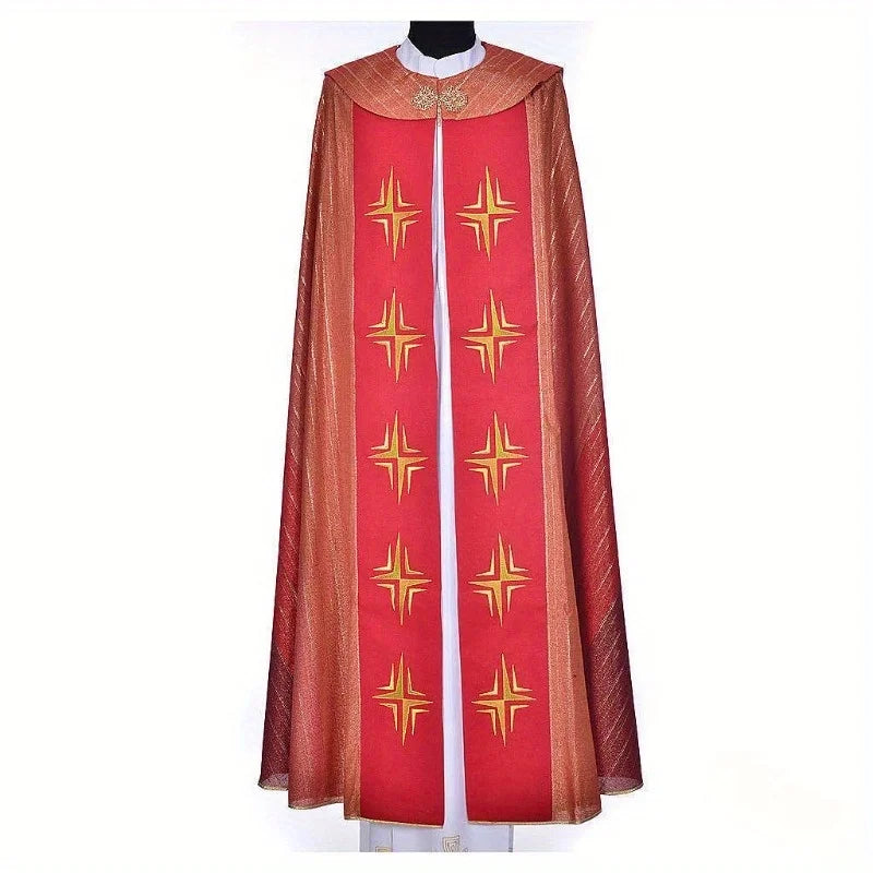 Fashion Print Cape Priest Religious Cape Men's Shawl Stage Performance Costume Accessories Set