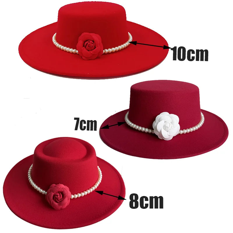 Cherub French Big Brim organza /Church Hat Women Elegant Flat-top Fedora Hat.